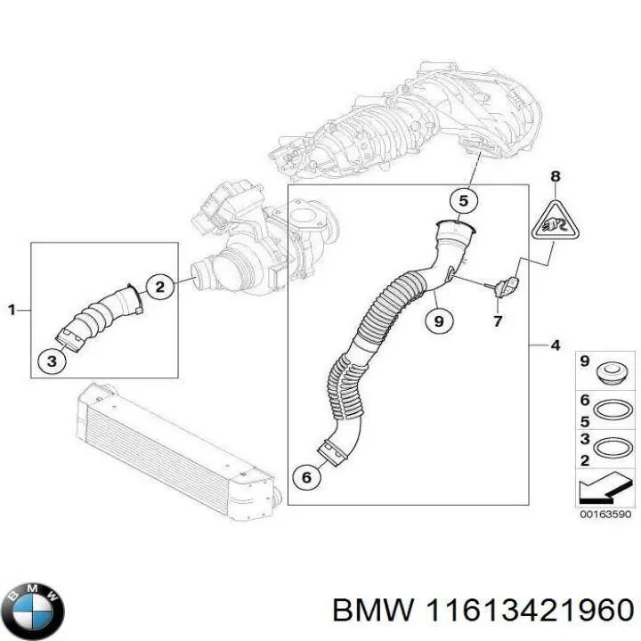 11613421960 BMW Mangueira (cano derivado) de intercooler