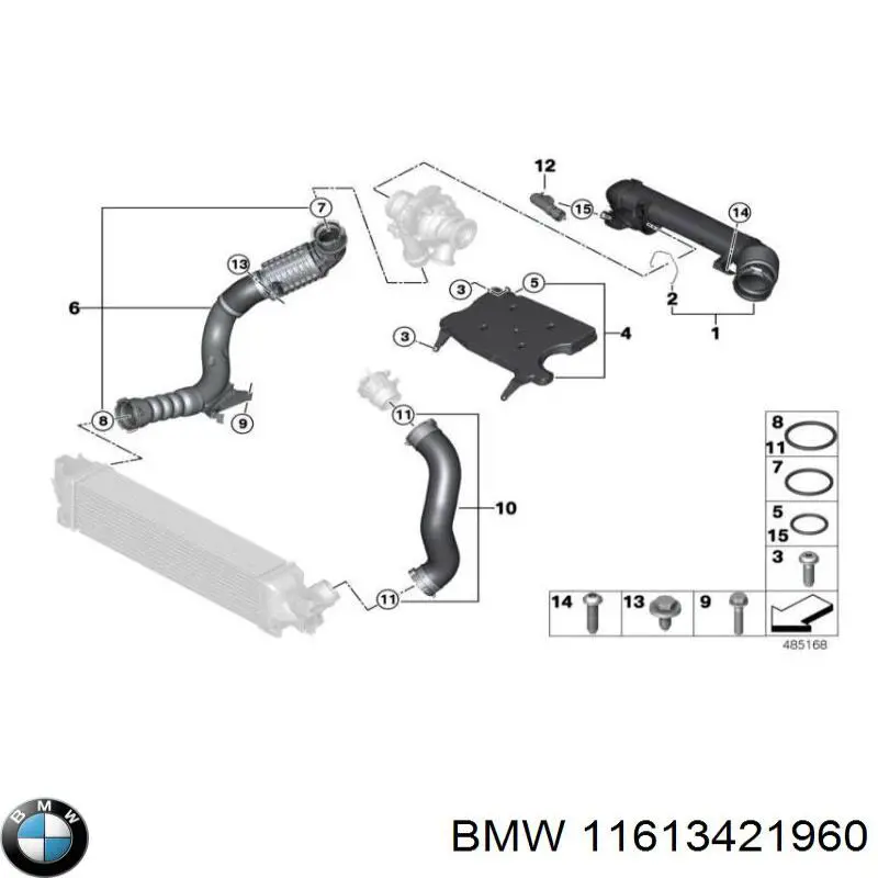 Compre 11613421960 BMW Mangueira (cano derivado) de intercooler