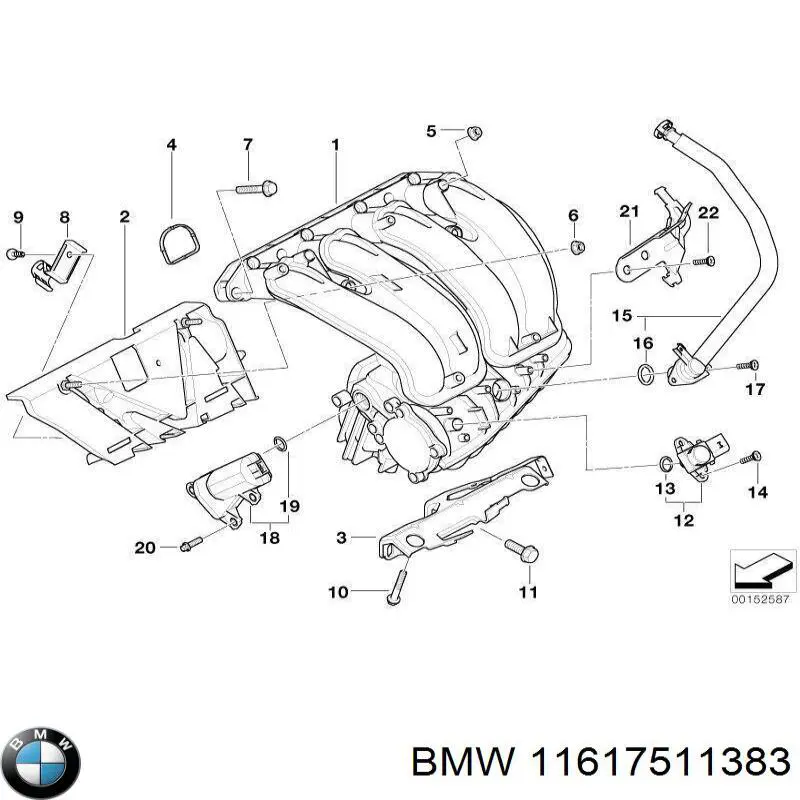 11617511383 BMW Regulador de mudança do comprimento de tubo coletor de admissão