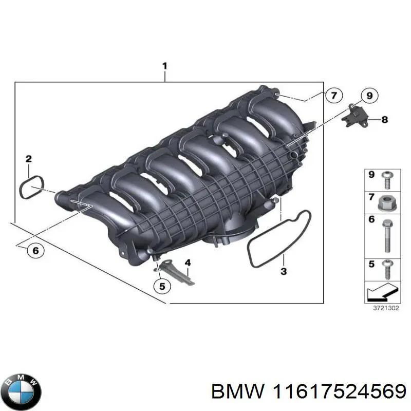 11617524569 BMW Vedante de tubo coletor de admissão