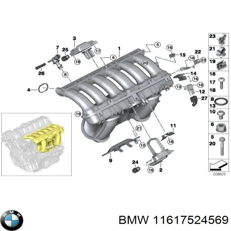 Vedante de tubo coletor de admissão BMW 11617524569 preço, a partir de 12,57 USD