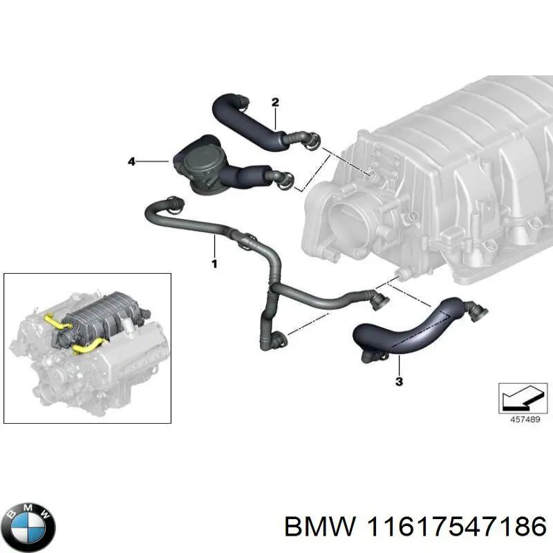 Cano derivado de ventilação de cárter (de separador de óleo) BMW 11617547186 preço, a partir de 35,80 USD