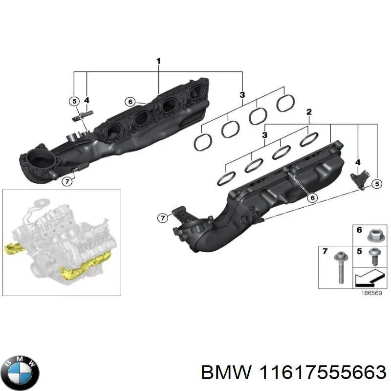 11617555663 BMW Tubo coletor direito de admissão