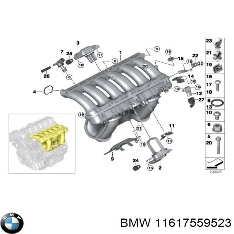11617559523 BMW Tubo coletor de admissão