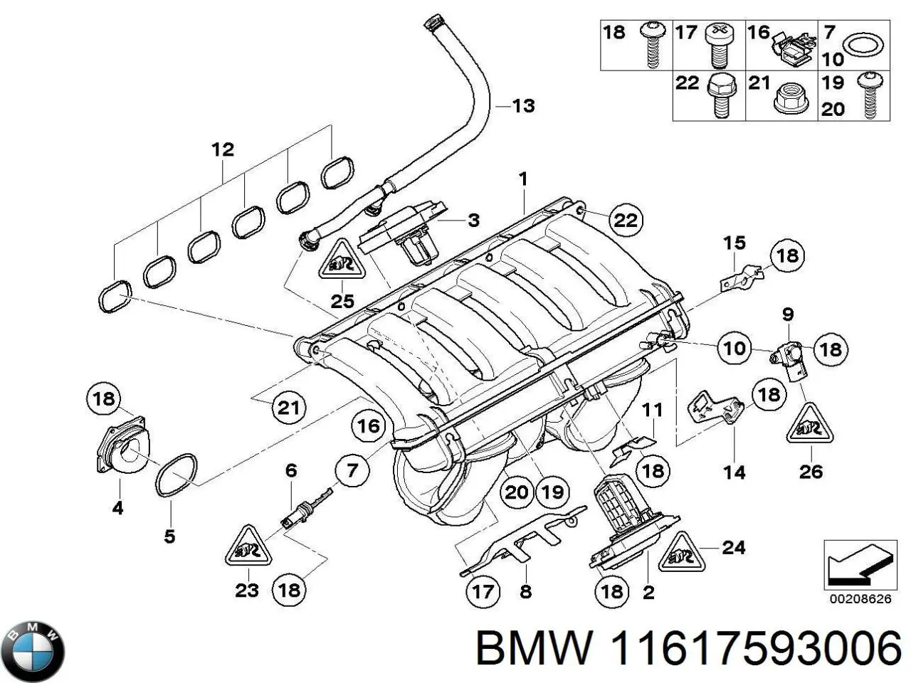 Compre 11617593004 BMW Tubo coletor de admissão
