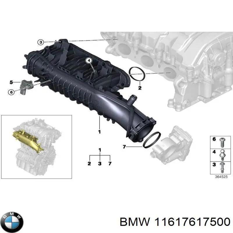 Compre 11617617500 BMW Tubo coletor de admissão