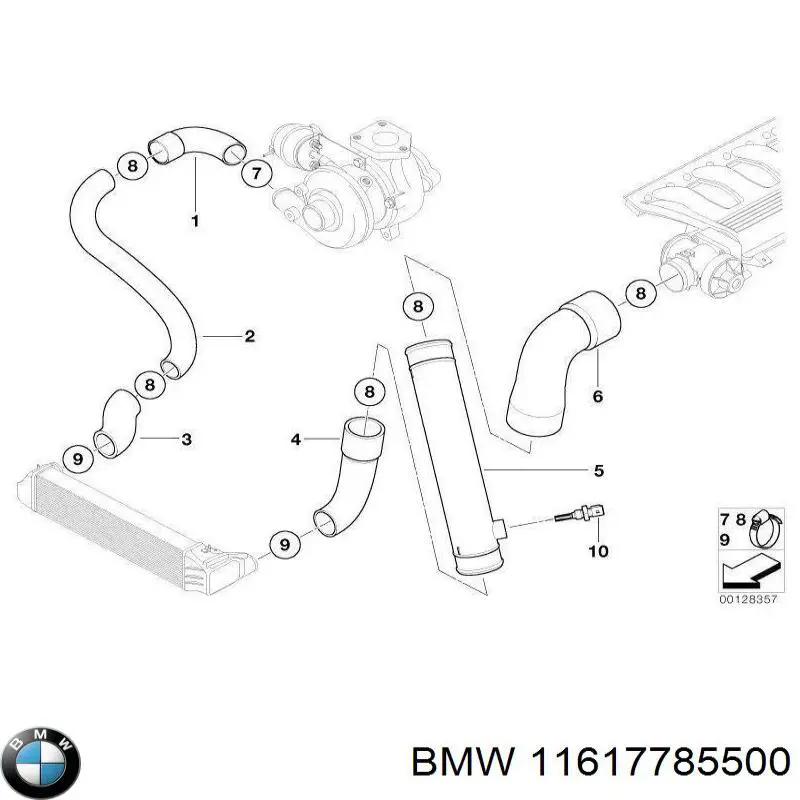 11617785500 BMW Cano derivado de ar, saída de turbina (supercompressão)