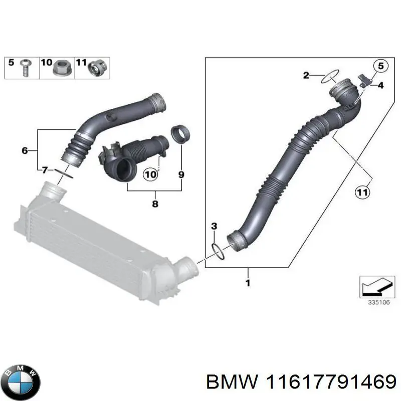 11617791469 BMW Anel de vedação (vedante) de cano derivado de intercooler