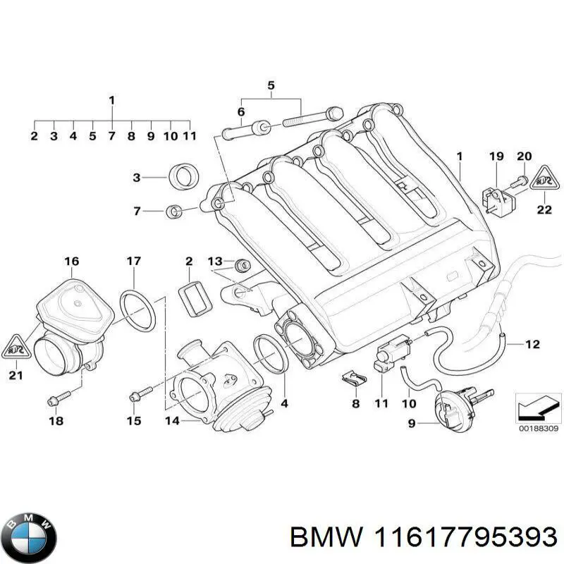 Compre 11617795393 BMW Tubo coletor de admissão