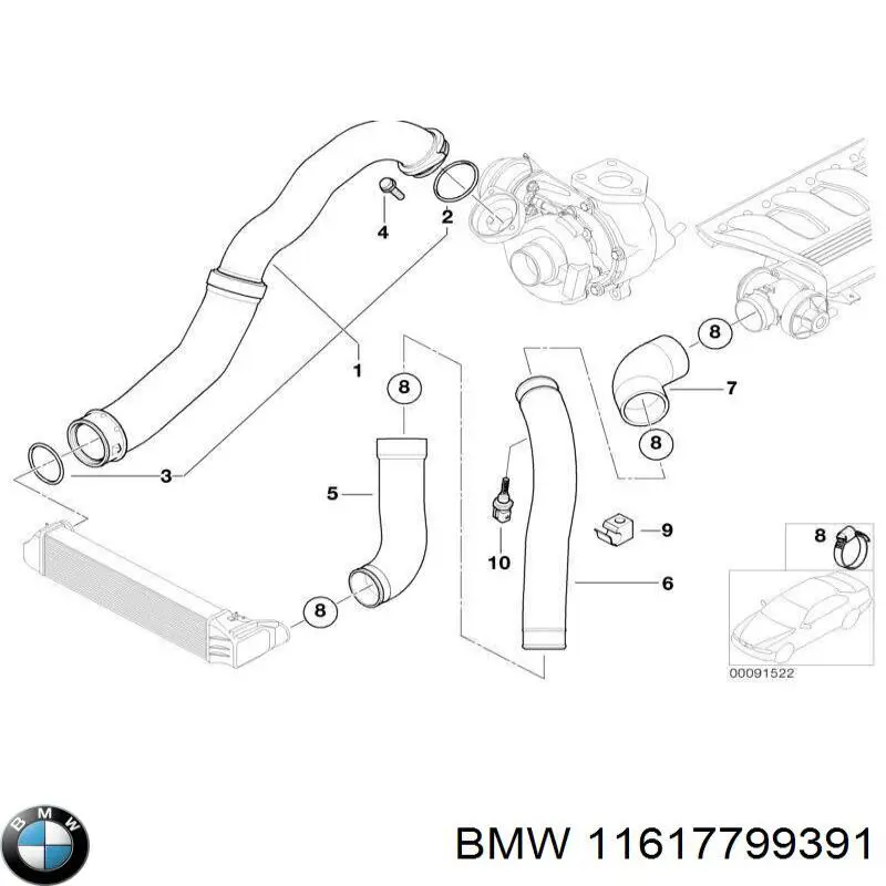 Compre 11617799391 BMW Cano derivado de ar, da válvula de borboleta
