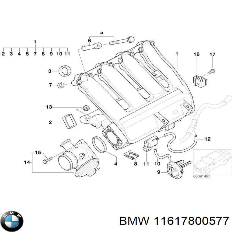 11617800577 BMW Tubo coletor de admissão