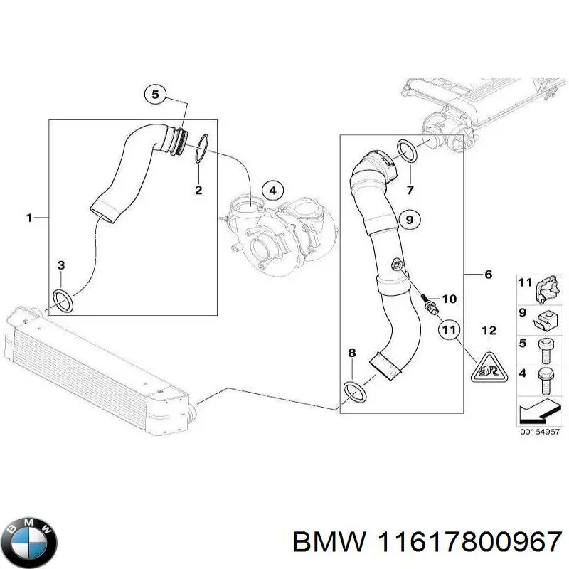 11617800967 BMW Mangueira (cano derivado) de intercooler