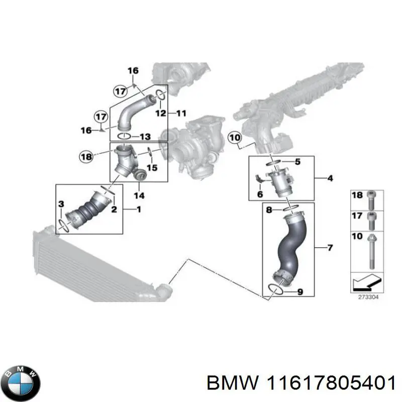 11617805401 BMW Mangueira (cano derivado) de intercooler