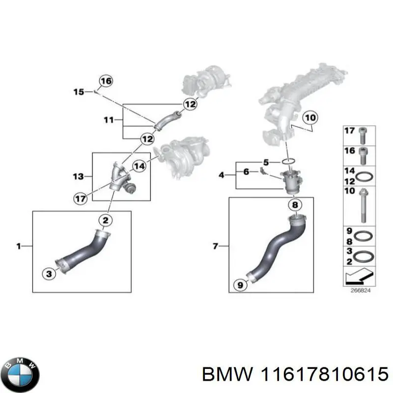11617810615 BMW Cano derivado de ar, da válvula de borboleta
