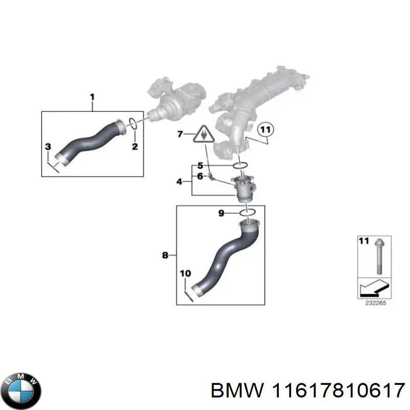 11617810617 BMW Cano derivado de ar, da válvula de borboleta