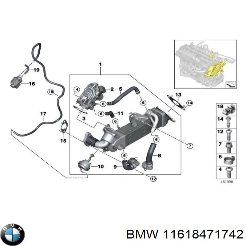 11618471742 BMW Vedante de válvula EGR de recirculação