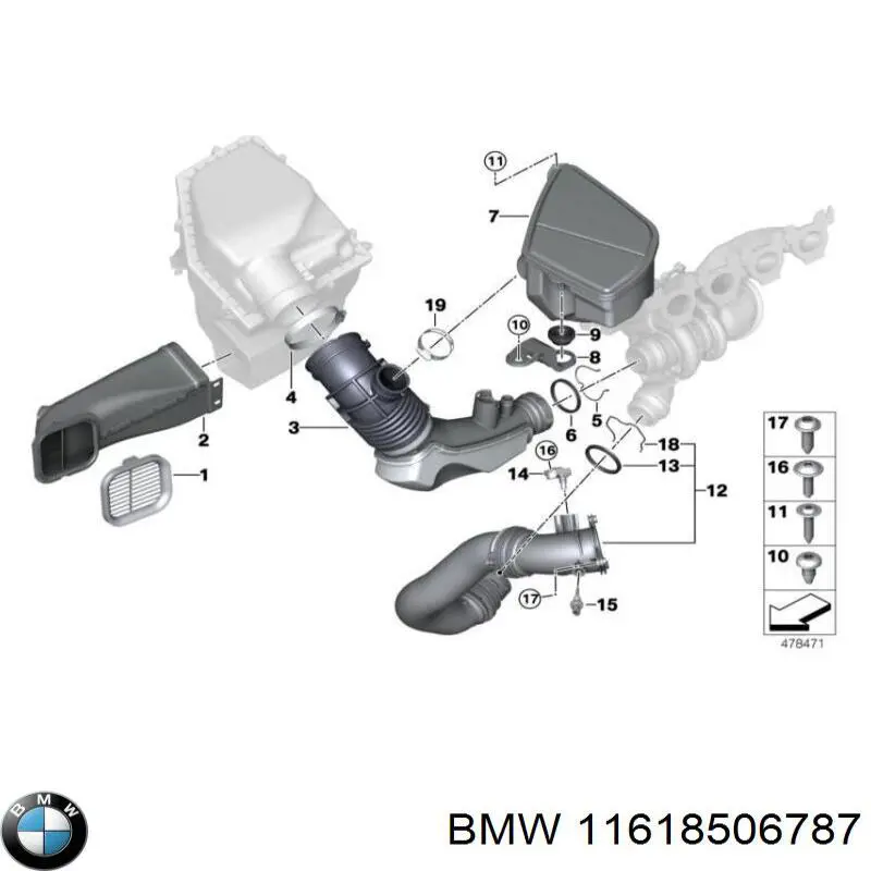Compre 11618506787 BMW Anel de vedação (vedante) de cano derivado de intercooler