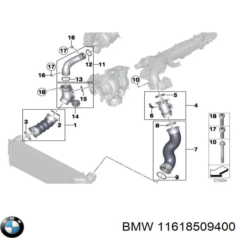 11618509400 BMW Vedante de tubo coletor de admissão