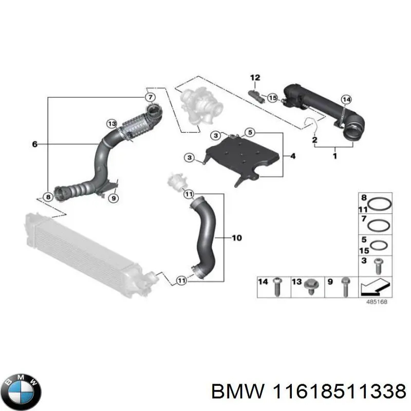 11618511338 BMW Mangueira (cano derivado) de intercooler
