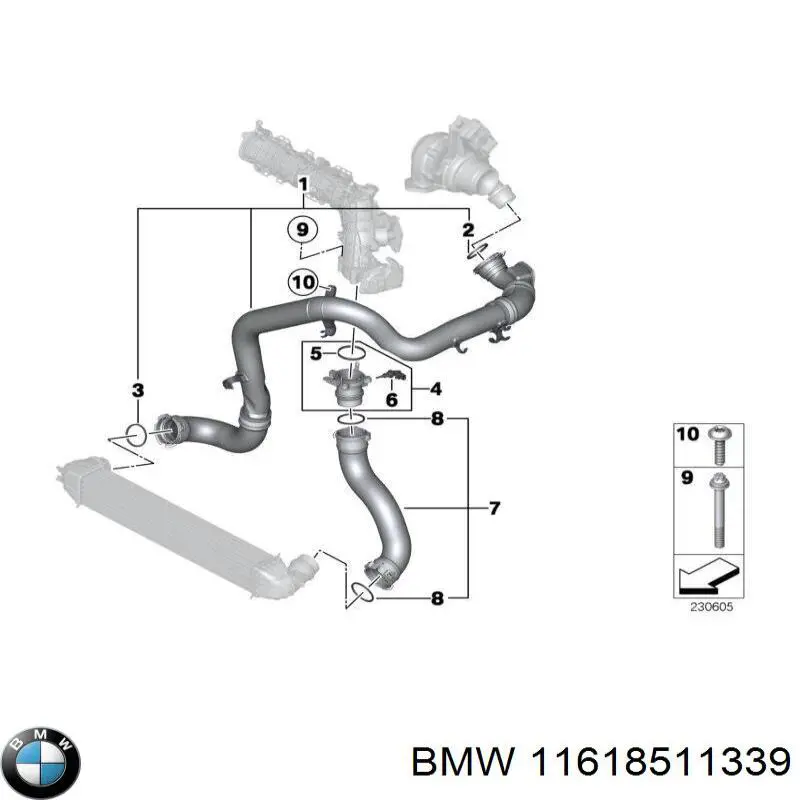 11618511339 BMW Cano derivado de ar, da válvula de borboleta