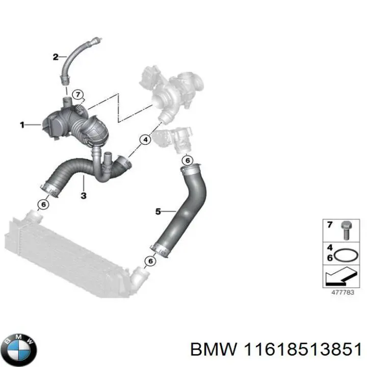 11618513851 BMW Mangueira (cano derivado) de intercooler