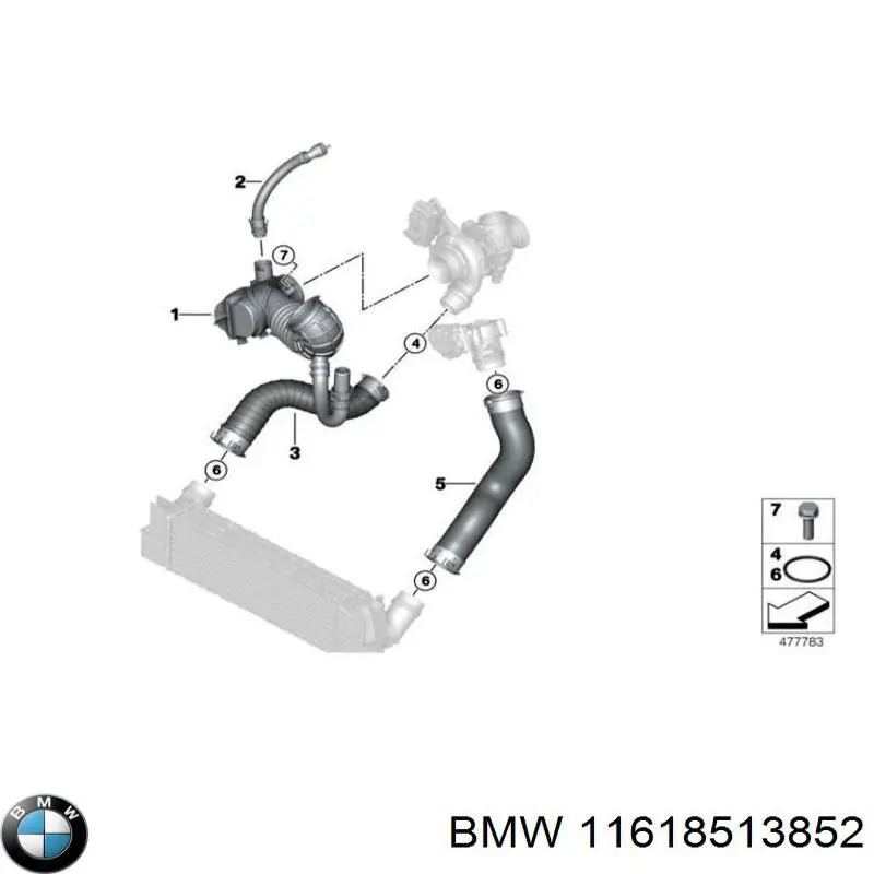 11618513852 BMW Mangueira (cano derivado) de intercooler