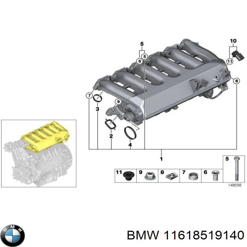 Tubo coletor de admissão BMW 11618519140 preço, a partir de 1483,56 USD