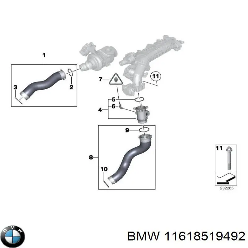 Mangueira (cano derivado) de intercooler BMW 11618519492 preço, a partir de 51,32 USD