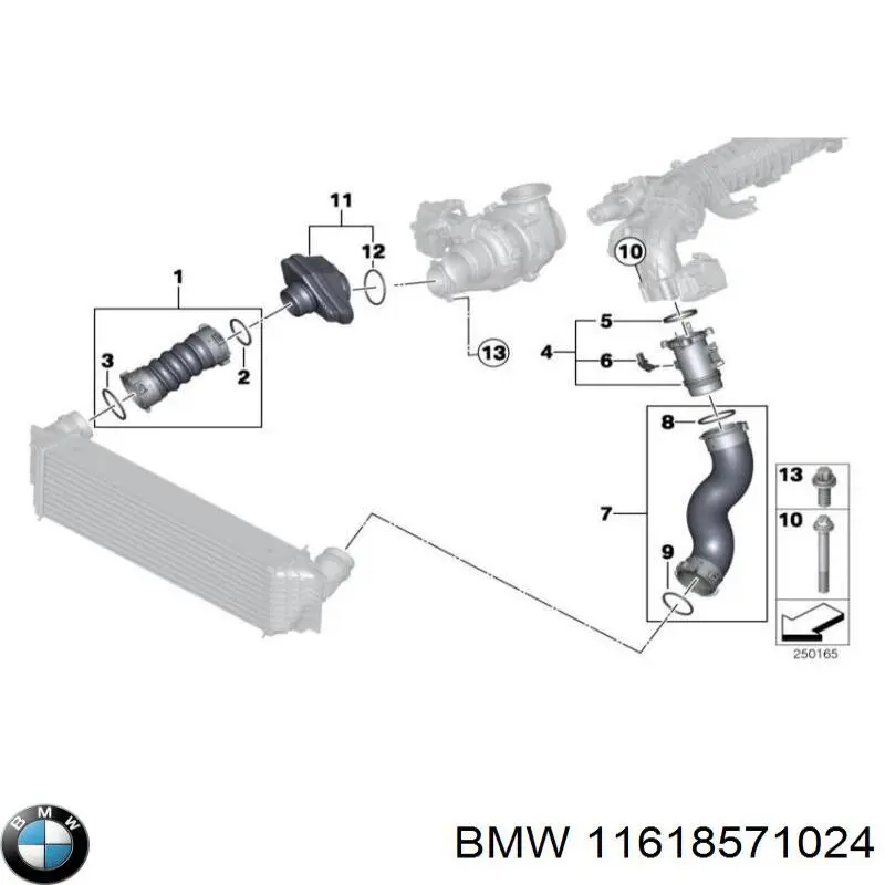 11618571024 BMW Mangueira (cano derivado) de intercooler