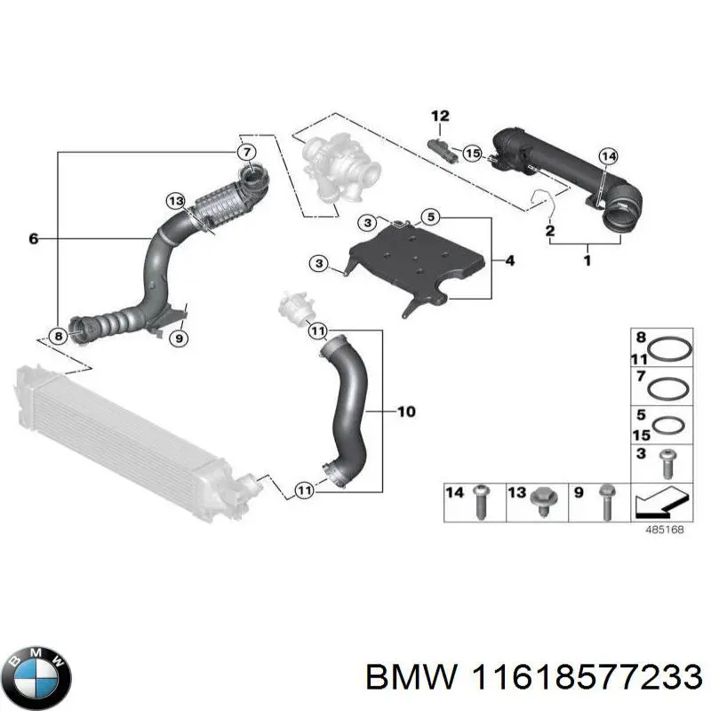 11618577233 BMW Mangueira (cano derivado) de intercooler