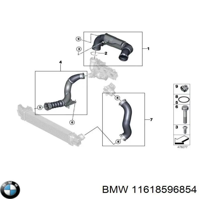 11618596854 BMW Anel de vedação (vedante) de cano derivado de intercooler