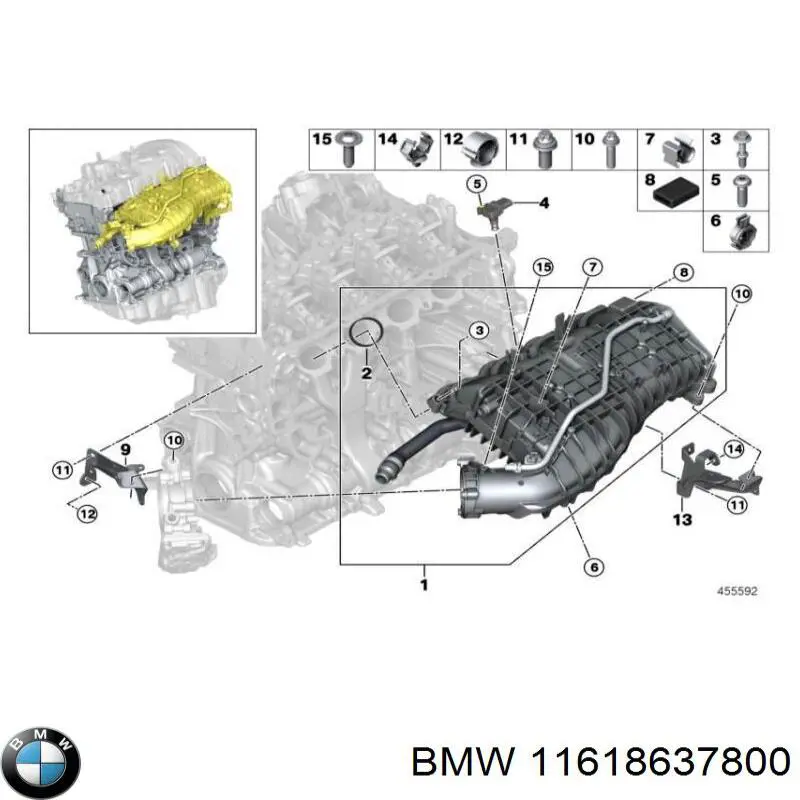 11618637800 BMW Vedante de tubo coletor de admissão
