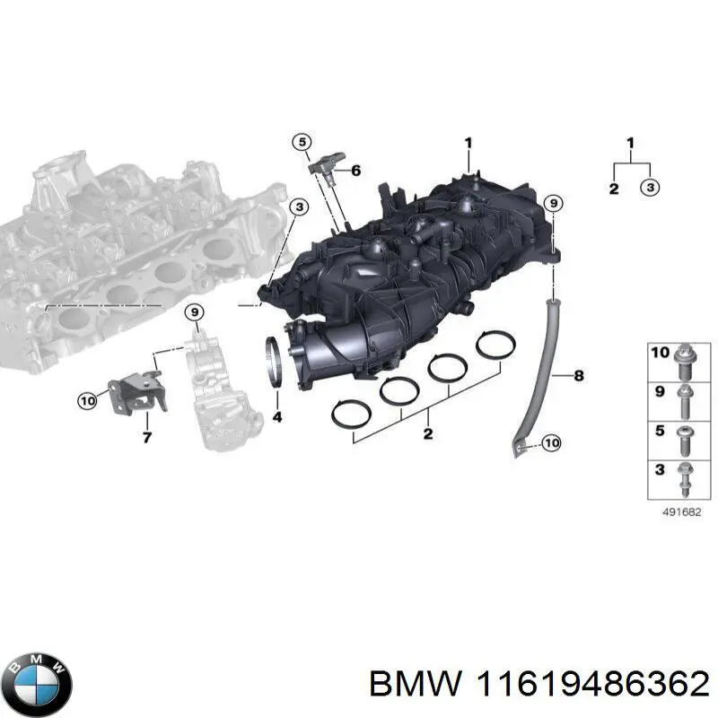 11619486362 BMW Vedante de tubo coletor de admissão