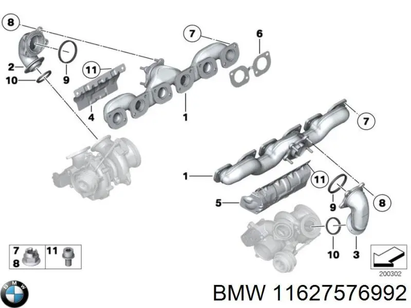 11627576992 BMW Porca de fixação de tubo de admissão do silenciador (de calças)