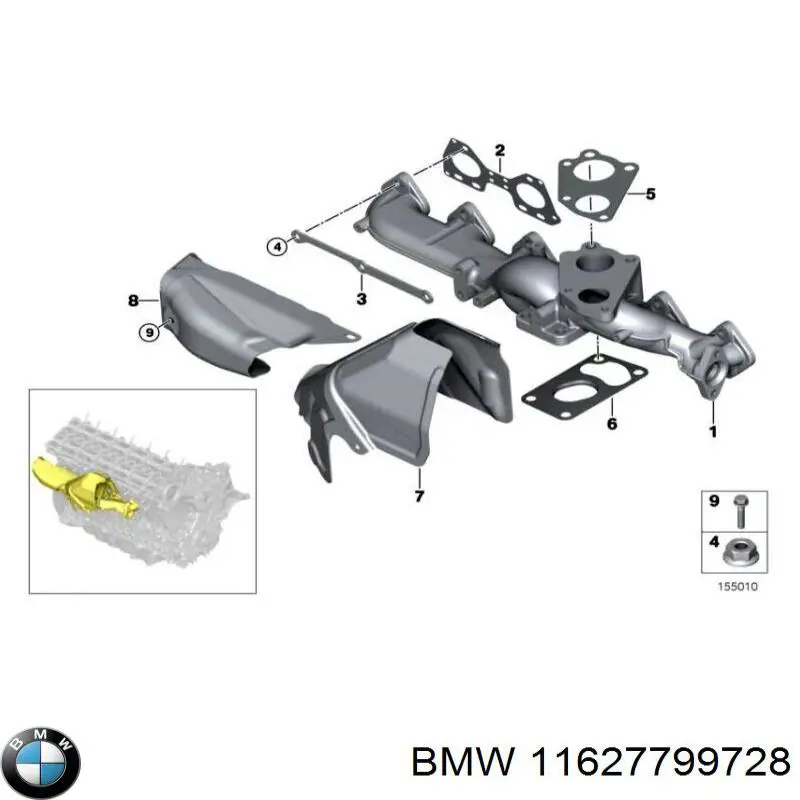 11627799728 BMW Vedante de tubo coletor de escape