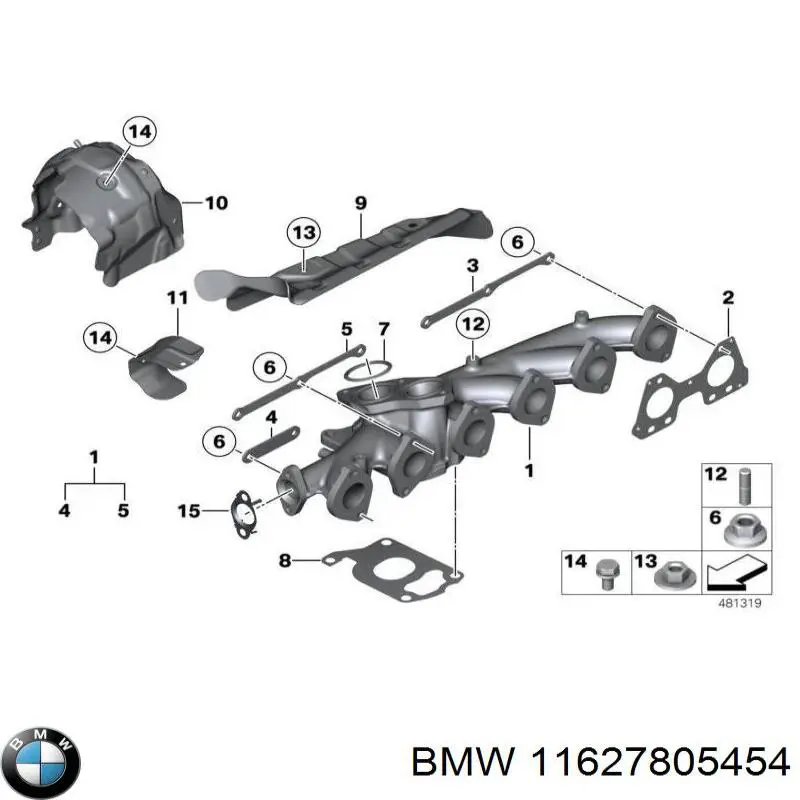 11627805454 BMW Tubo coletor de escape