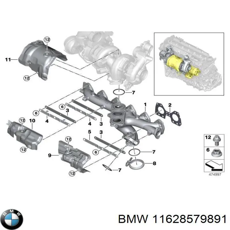 11628579891 BMW Vedante de tubo coletor de escape