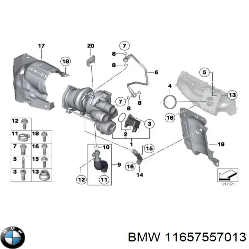 11657557013 BMW Vedante de turbina dos gases de escape, admissão