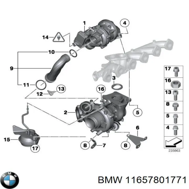 Parafuso (prego) de fixação de turbina BMW 11657801771 preço, a partir de 4,84 USD
