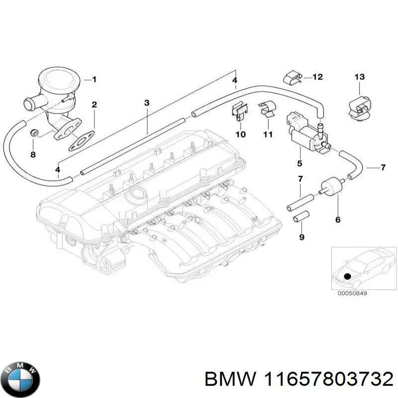 Cano derivado de ventilação de cárter (de separador de óleo) BMW 13717558465 preço, a partir de 47,19 USD