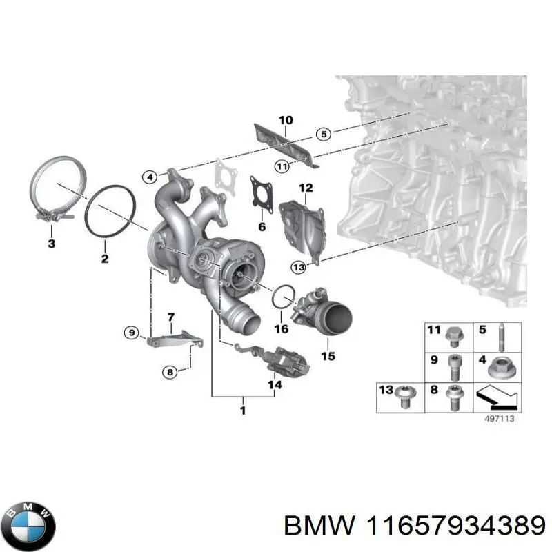 11657934389 BMW Kit de reparação de wastegate de turbina