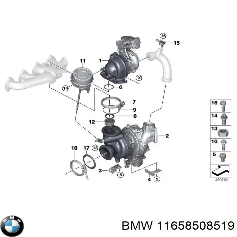 11658508519 BMW Vedante superior de tubo coletor de escape
