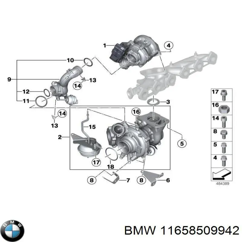 11658509942 BMW Vedante de turbina dos gases de escape, admissão