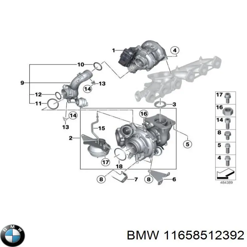 11658512392 BMW Anel de cano derivado de turbina, de ar comprimido