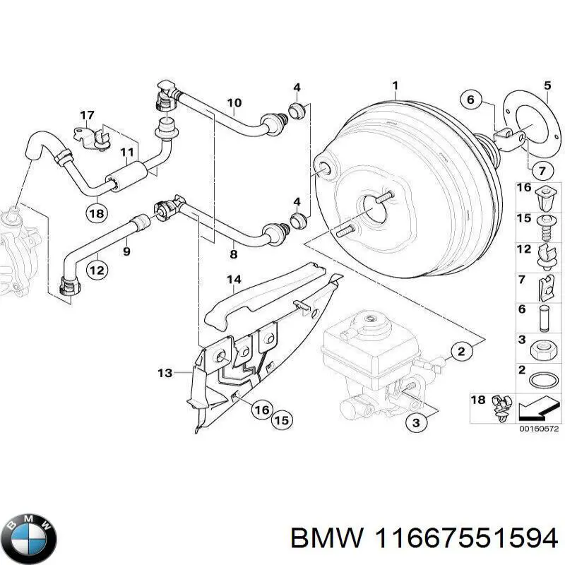 11667551594 BMW Tubo de impulsionador de vácuo dos freios