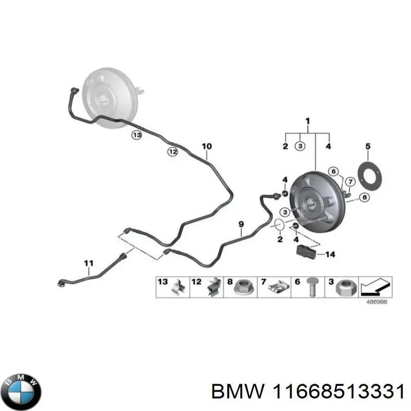11668513331 BMW Tubo de impulsionador de vácuo dos freios