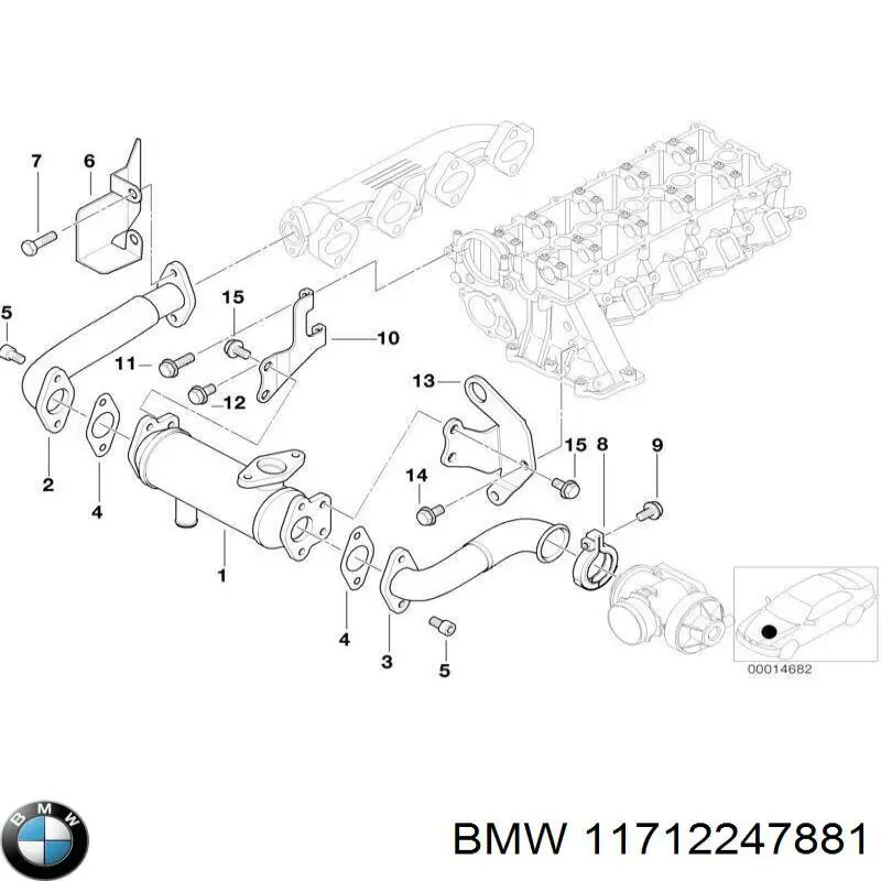 11712247881 BMW Mangueira (cano derivado) de radiador EGR, fornecimento