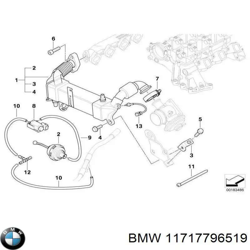 11717796519 BMW Radiador do sistema EGR de recirculação dos gases de escape
