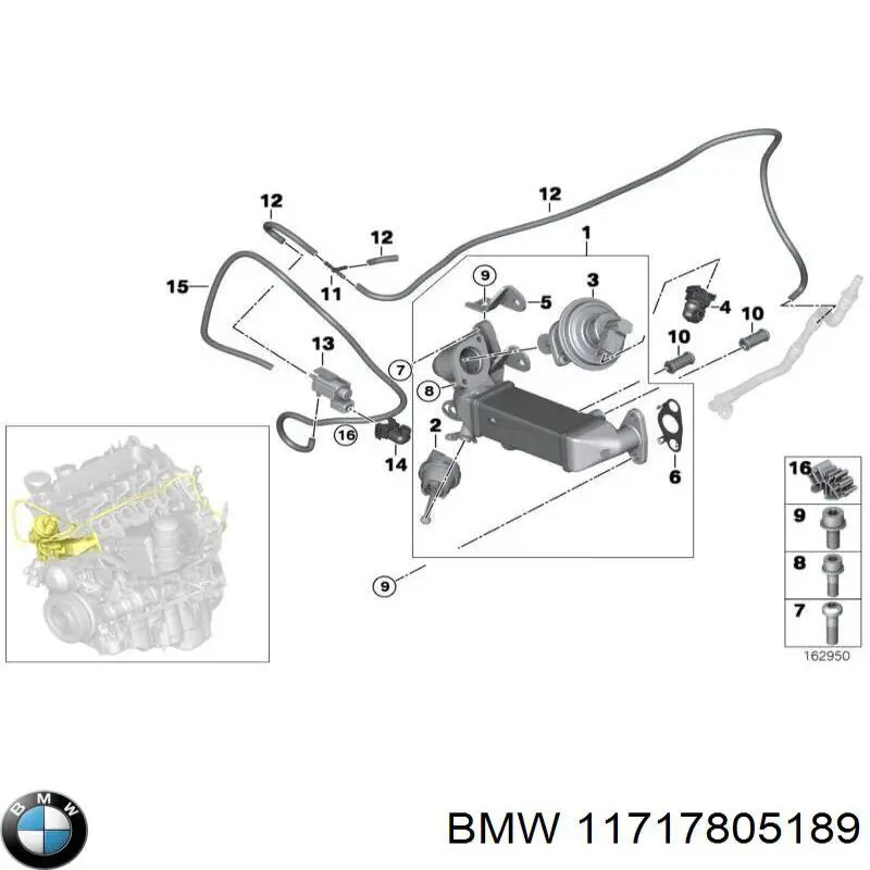 11717805189 BMW Radiador do sistema EGR de recirculação dos gases de escape