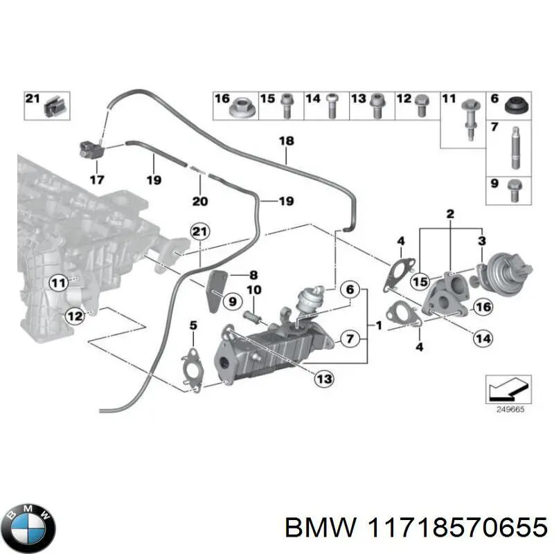 Compre 11718570655 BMW Radiador do sistema EGR de recirculação dos gases de escape